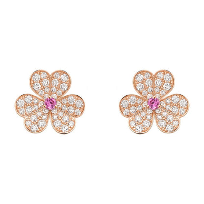 [Love More]FRIVOLE PINK GOLD FLOWER DIAMOND EARRINGS