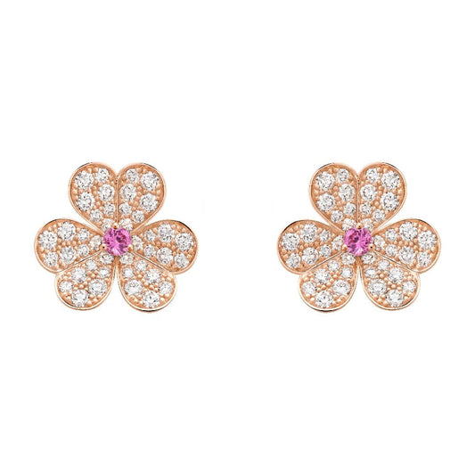 [Love More]FRIVOLE PINK GOLD FLOWER DIAMOND EARRINGS
