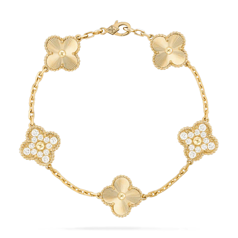 [Love More]CLOVER BRACELET 5 MOTIFS GOLD DIAMOND