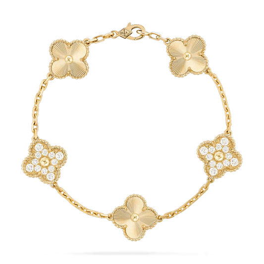 [Love More]CLOVER BRACELET 5 MOTIFS GOLD DIAMOND