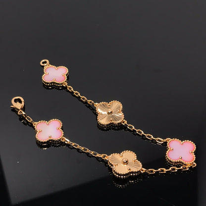 [Love More]CLOVER BRACELET 5 MOTIF PINK AND PINK GOLD