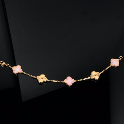 [Love More]CLOVER BRACELET 5 MOTIF PINK AND PINK GOLD