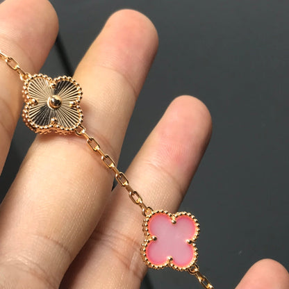 [Love More]CLOVER BRACELET 5 MOTIF PINK AND PINK GOLD