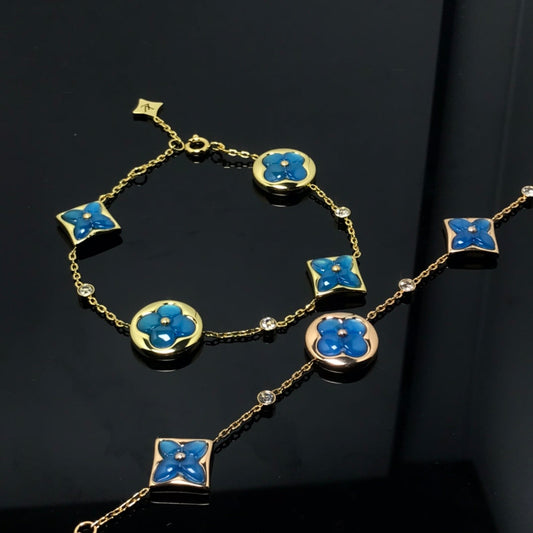 [Love More]STAR AND SUN 4 MOTIF BLUE BRACELET